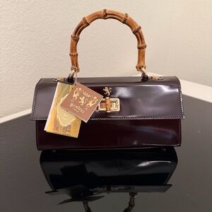 Pratesi Firenze Chocolate Satchel with Bamboo Handle